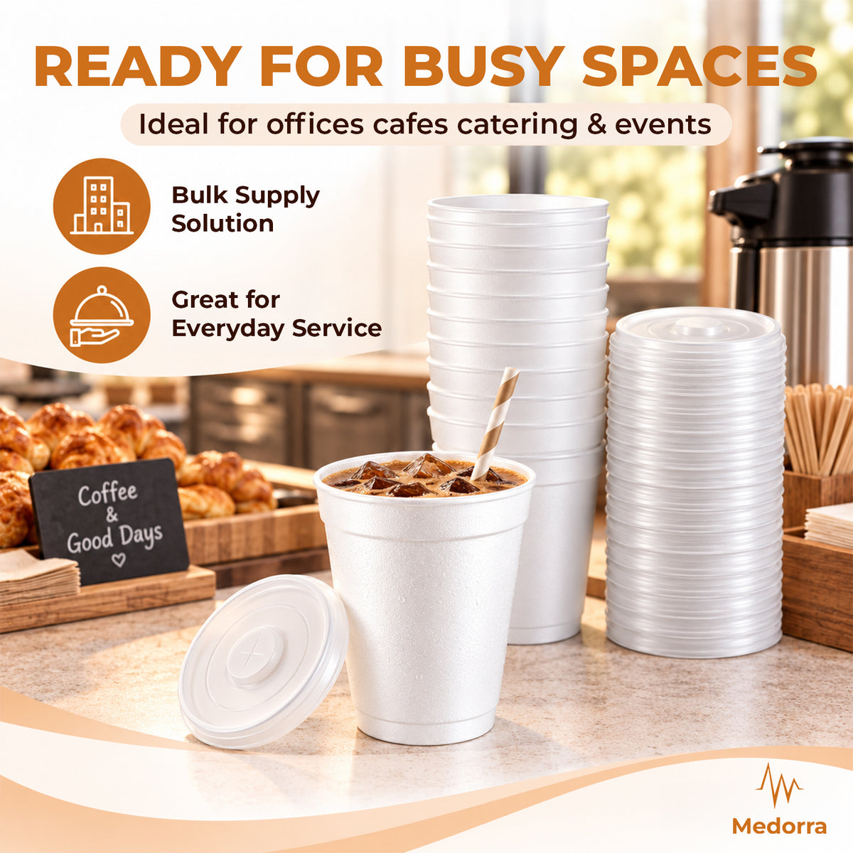 16 oz White Foam Cups with Lids, 500 Cups + 500 Lids — product view 5