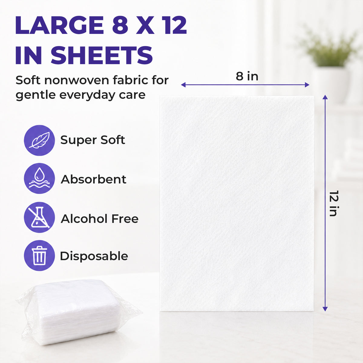 Adult Dry Wipes, Premium Disposable Dry Washcloths, 800 Count (16 Packs of 50), Soft Absorbent, Unscented, For Adult Care, Medical & Home Use (WE-OAFS-OTET) — product view 4