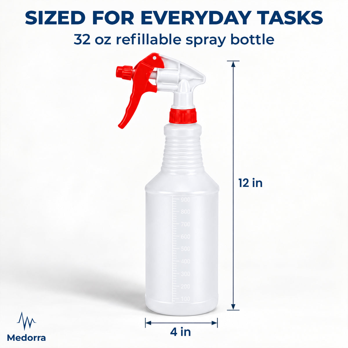 32 oz Empty Plastic Spray Bottle with Red/White Trigger Sprayer and Commercial Use — product view 2
