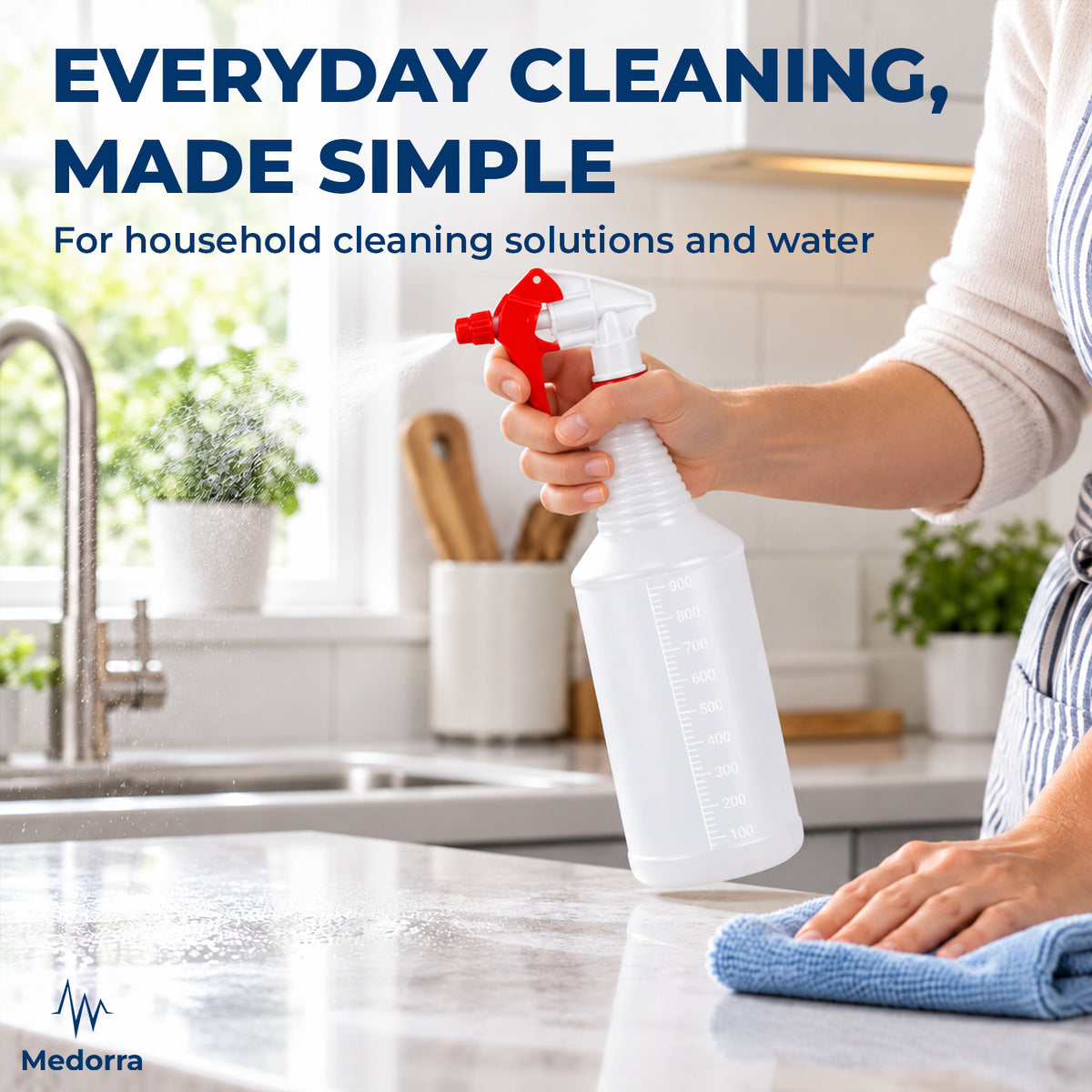 32 oz Empty Plastic Spray Bottle with Red/White Trigger Sprayer and Commercial Use — product view 4