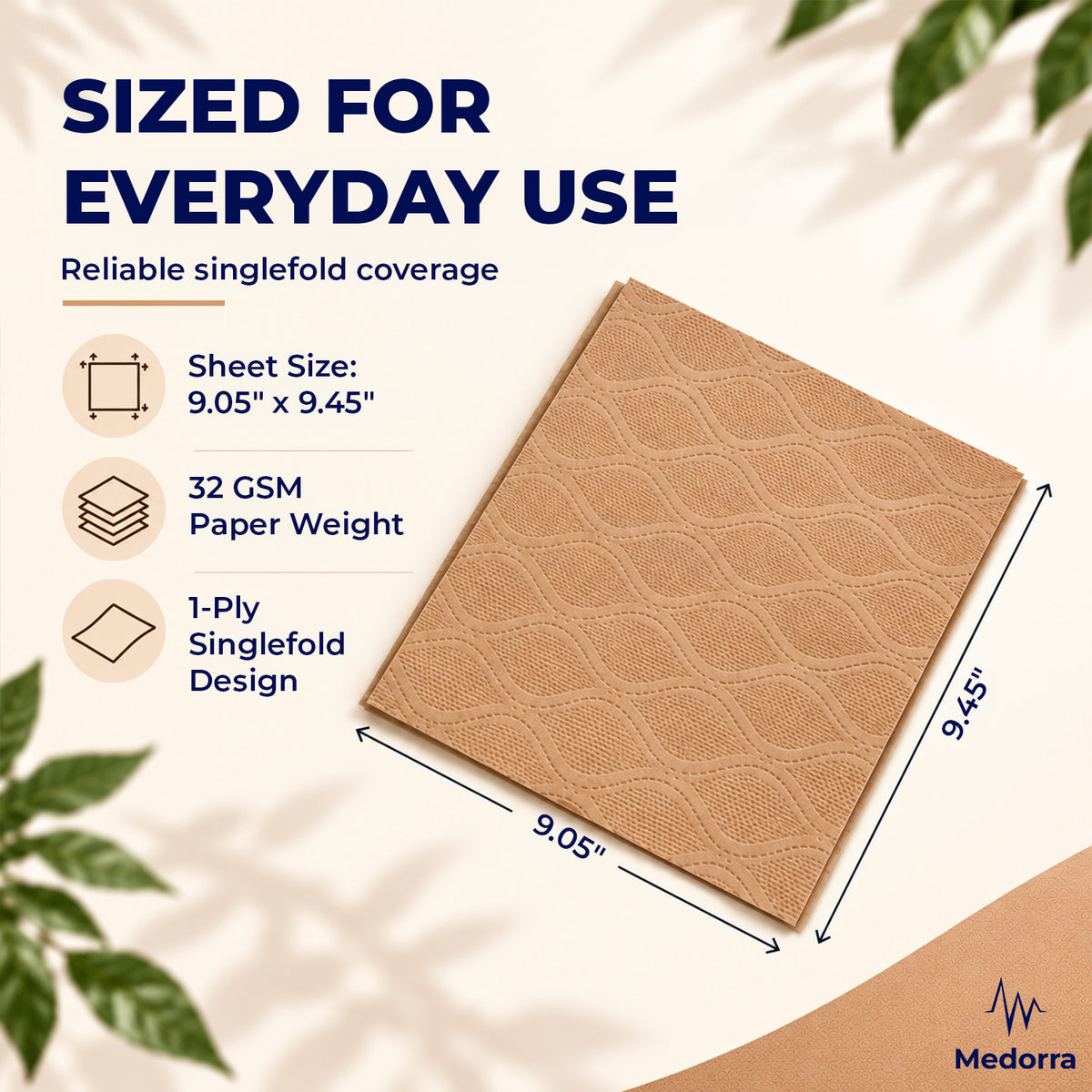 Universal Natural Singlefold Paper Towels, 1-Ply Recycled Kraft, 9.05" x 9.45", 32 GSM, 250 Sheets/Pack, 16 Packs/Carton, 4000 Sheets Total — product view 2