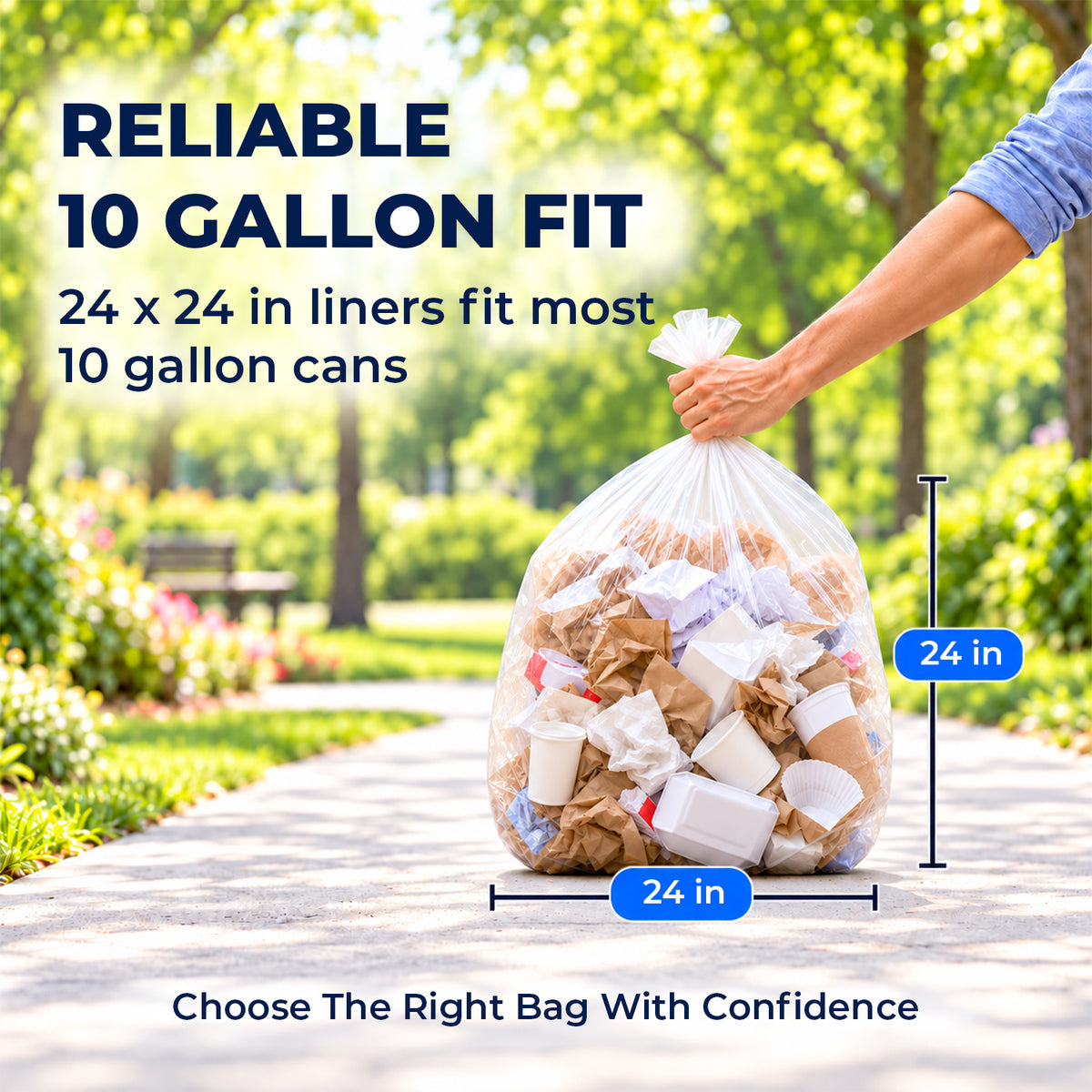 Advanced HD Can Liners Clear 24x24 in 10 Gallon — product view 3