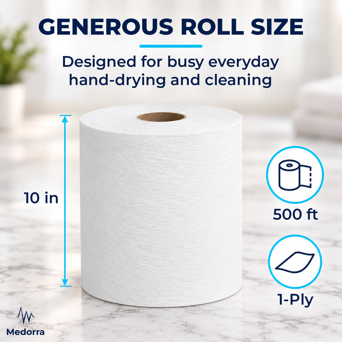 Universal Hardwound Paper Towel Rolls, White, 10 Inch, 500 ft, Bulk Case of 6 — product view 2