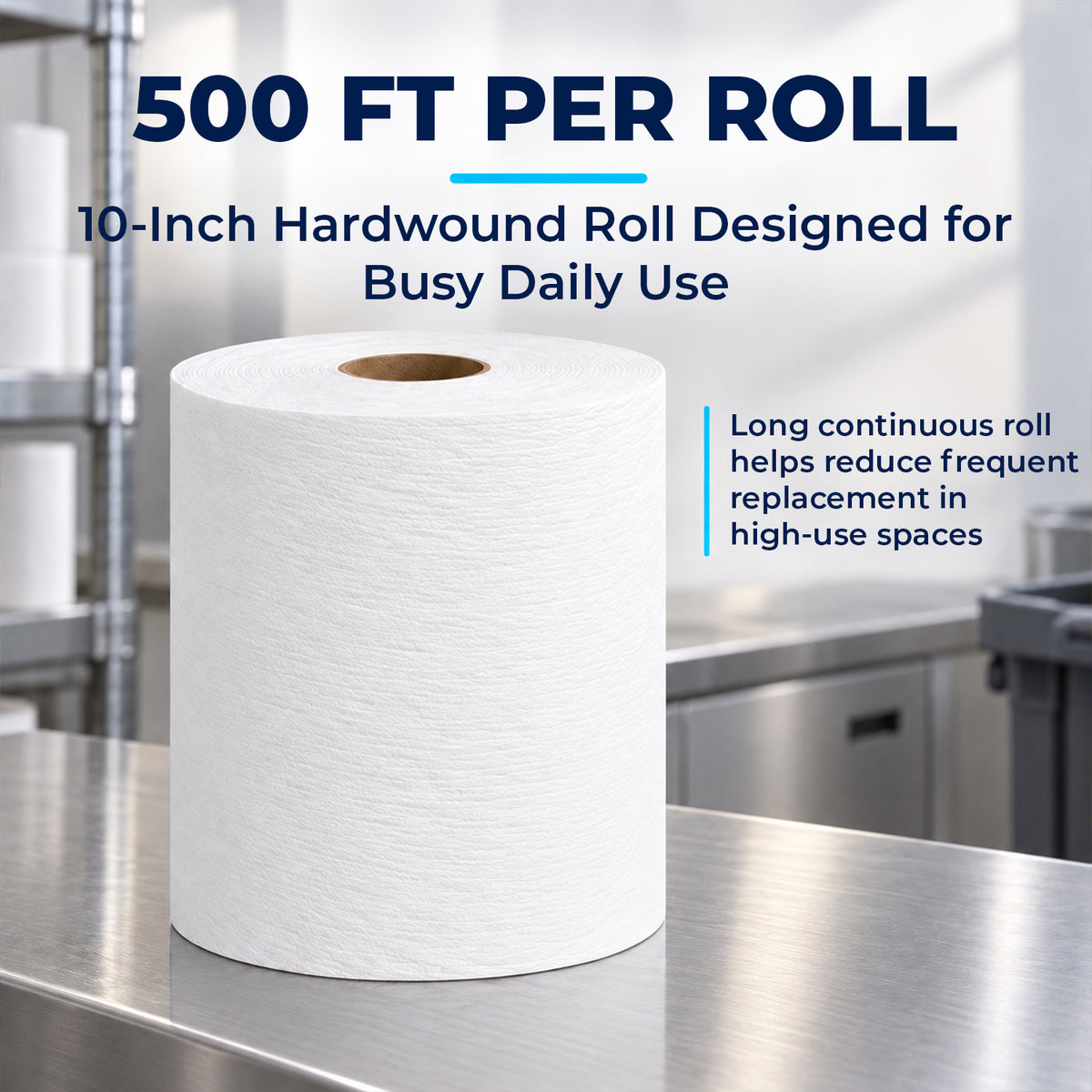 Universal Hardwound Paper Towel Rolls, White, 10 Inch, 500 ft, Bulk Case of 6 — product view 5