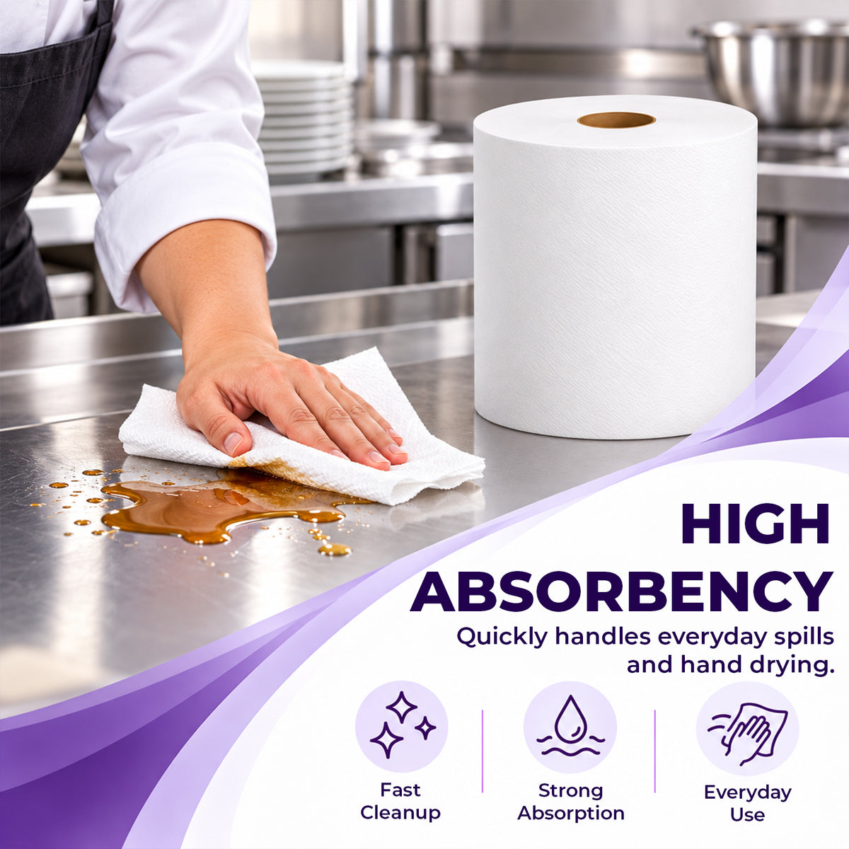 White Universal Hardwound Paper Hand Roll 8" x 800 ft, White, 6 Rolls/Case — product view 5