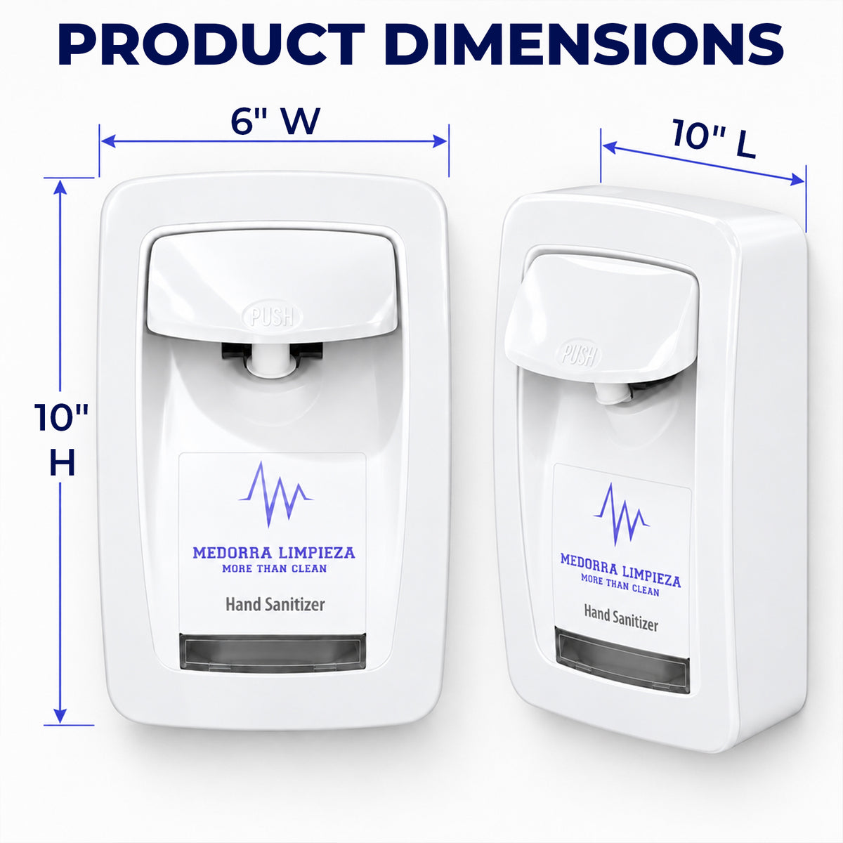 Wall-Mount Manual Hand Sanitizer Dispenser, Touchless-Style Push Lever, Refillable Soap & Sanitizer Dispenser for Bathrooms, Hospitals, Offices & Schools (White) — product view 2