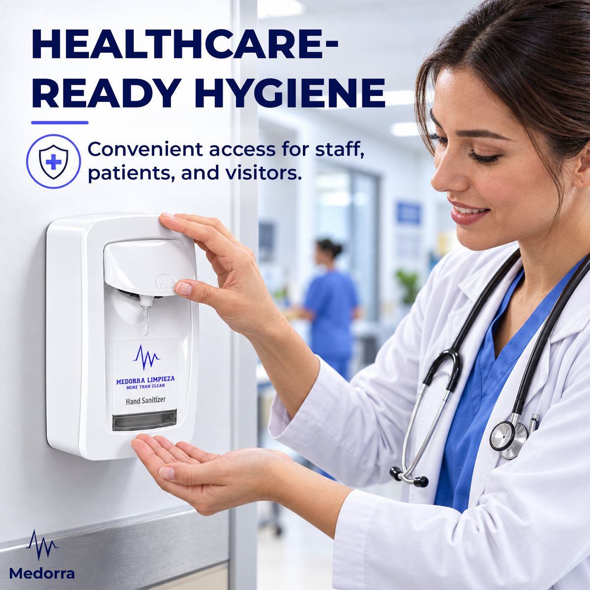 Wall-Mount Manual Hand Sanitizer Dispenser, Touchless-Style Push Lever, Refillable Soap & Sanitizer Dispenser for Bathrooms, Hospitals, Offices & Schools (White) — product view 5
