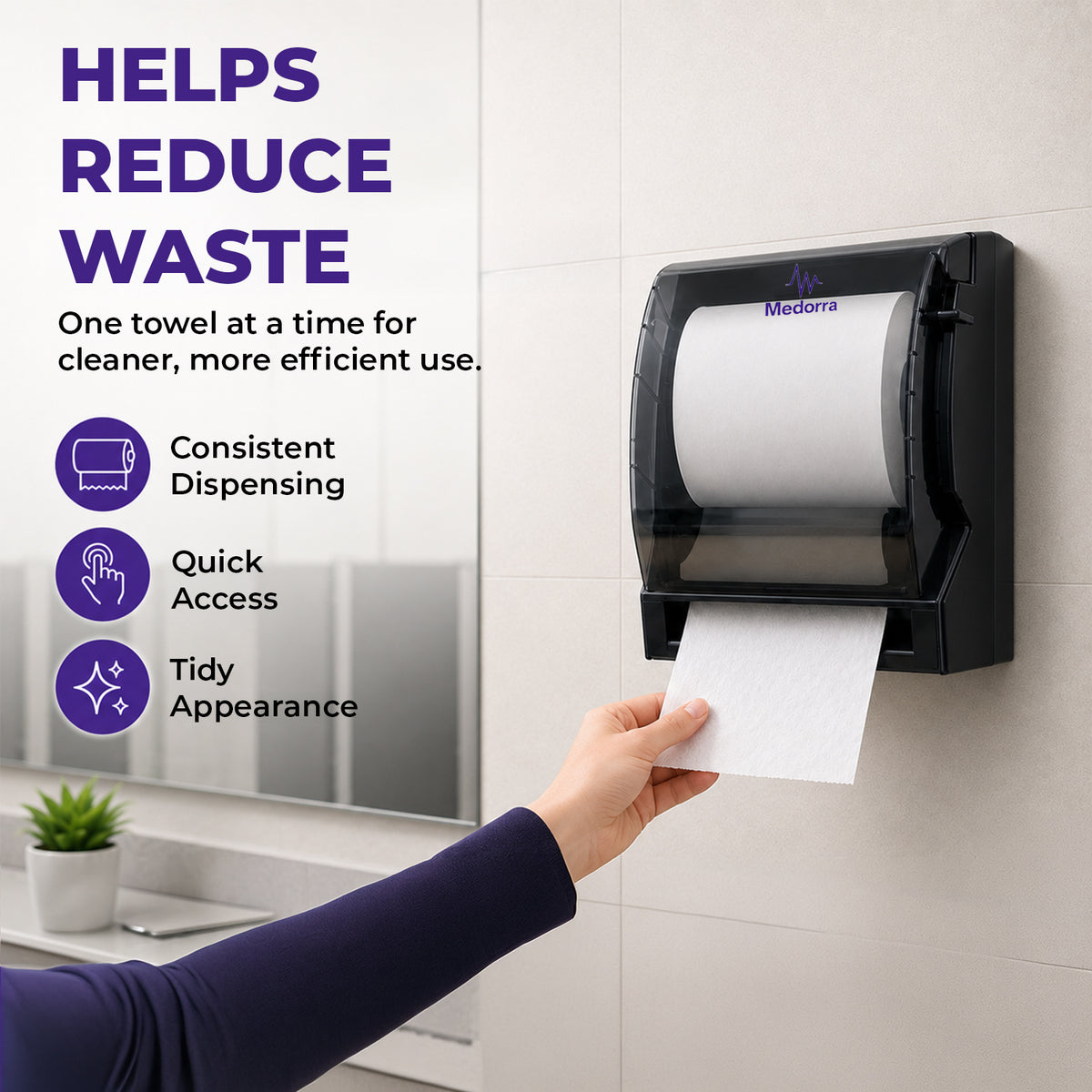 8 Inch Hardwound Paper Towel Dispenser univisrals and 350 to 1000 feet (12-UZL0-WCE6) — product view 4