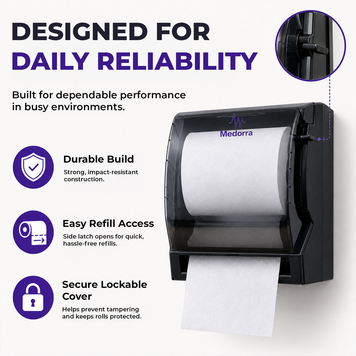 8 Inch Hardwound Paper Towel Dispenser univisrals and 350 to 1000 feet (12-UZL0-WCE6) — product view 5