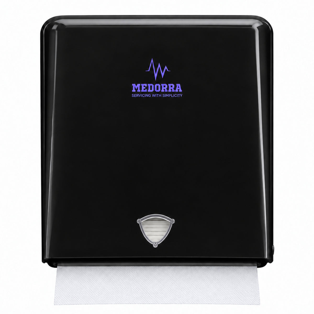 MEDORRA Multifold Paper Towel Dispenser, Wall Mounted Commercial Paper Towel Holder with Viewing Window – Black