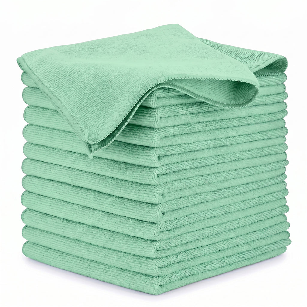 MEDORRA green microfiber cleaning cloths, 16 x 16 inches, 12 pack