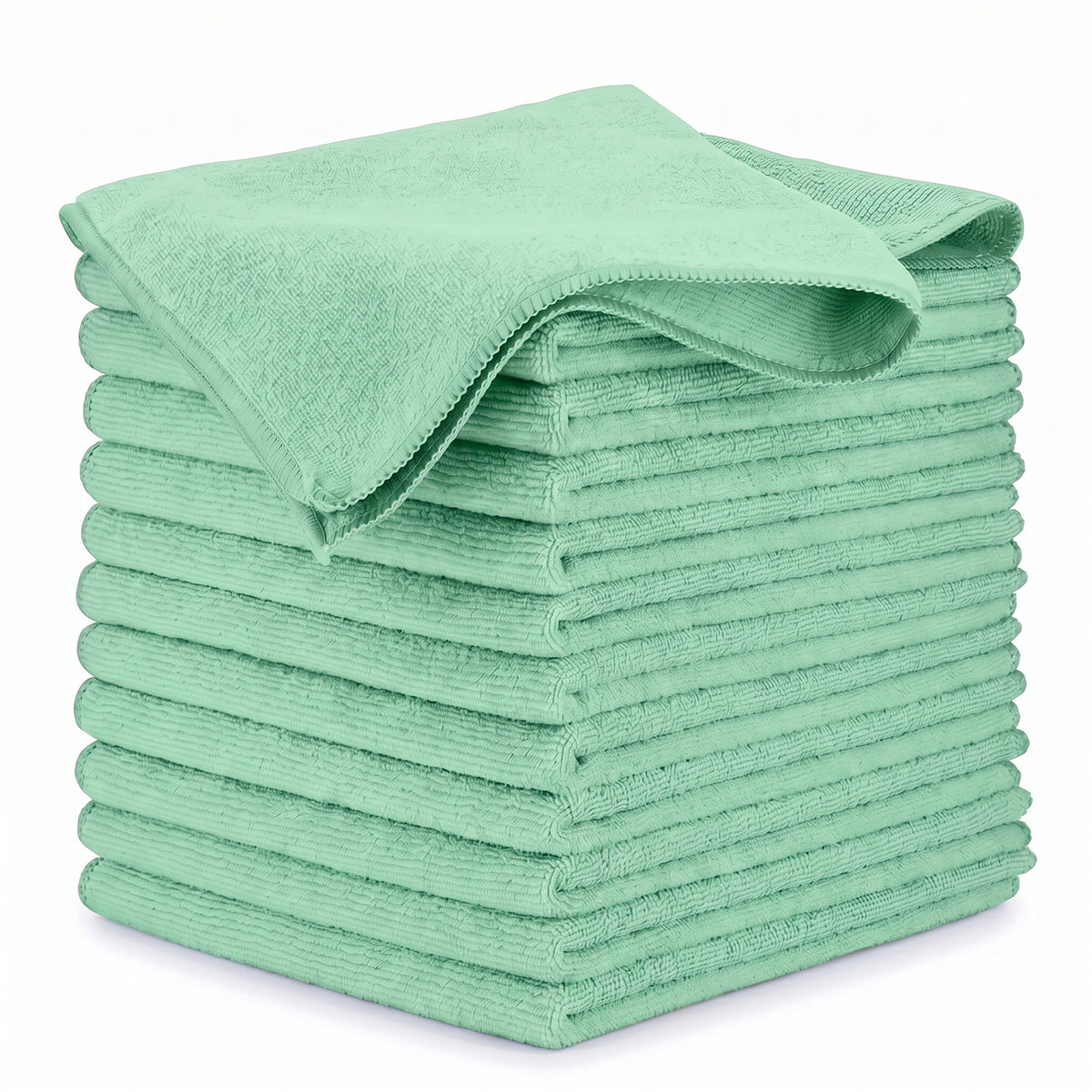 MEDORRA green microfiber cleaning cloths, 16 x 16 inches, 12 pack