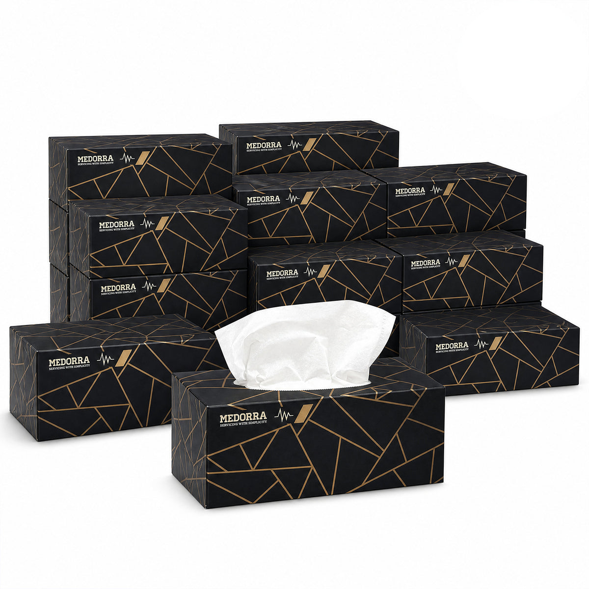 Facial tissues, black & gold box