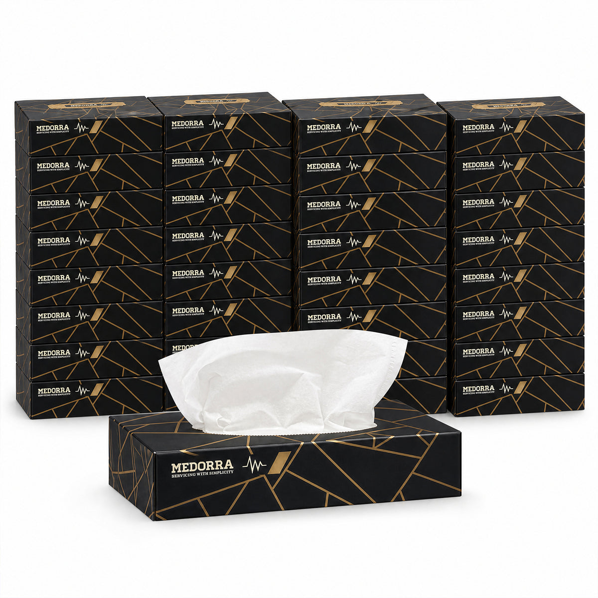Facial tissues, black & gold box