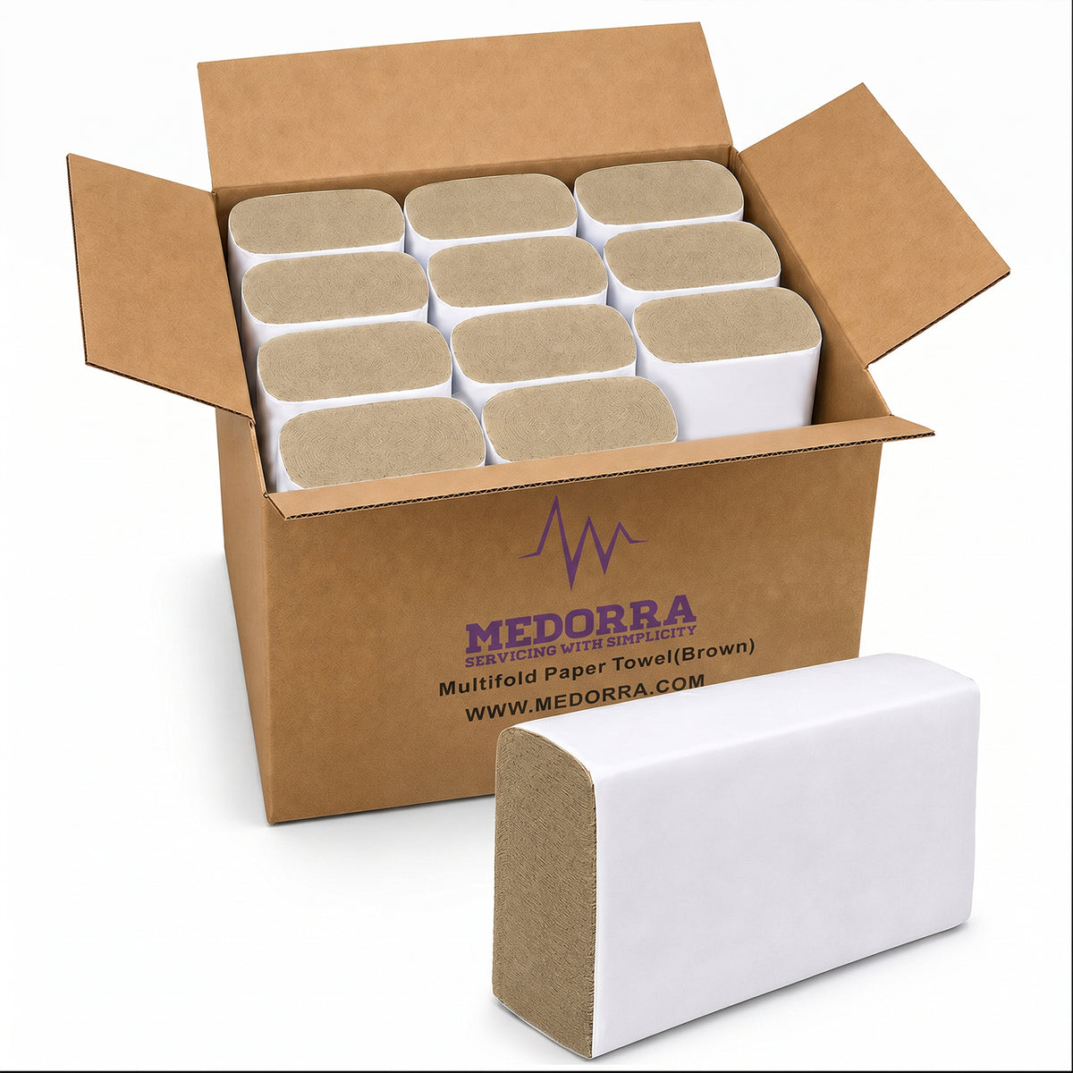 Multifold paper towels — 250 sheets per pack · 12 packs