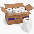 White hardwound paper towel rolls — 8 inches × 450 feet · 6 rolls