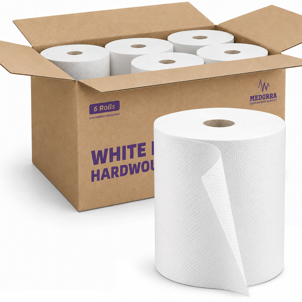 White hardwound paper towel rolls