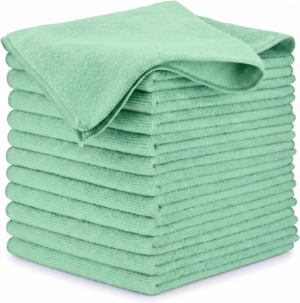 Microfiber cleaning cloths — Green · 16 × 16 inches · Pack of 12 · 16 × 16 inches · 12 cloths