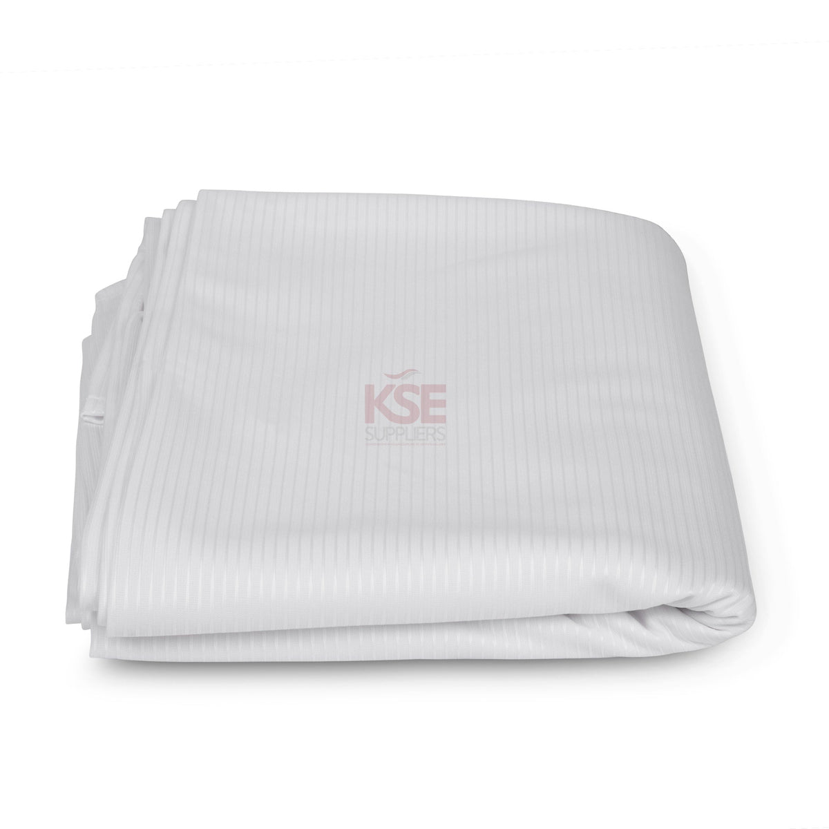 White ribcord bedspread, 76 × 110 inches