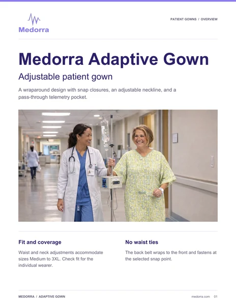 Medorra Adaptive Gown adjustable patient gown brochure