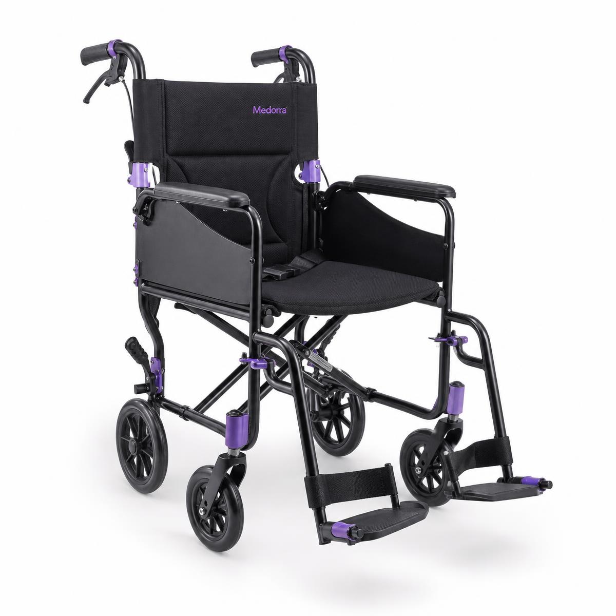 Medorra Folding Transport Wheelchair, 300 lb Capacity